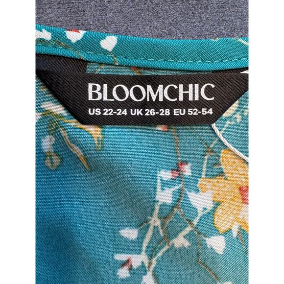 Bloomchic Maxi Dress Flutter Sleeve w/ Pockets- Teal Floral- Women's Size 22-24 - Picture 10 of 12